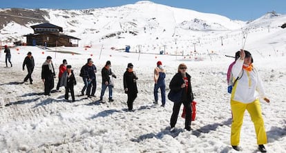 Un grupo de turistas rusos en Sierra Nevada.