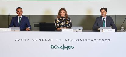 Víctor del Pozo, consejero delegado; Marta Álvarez, presidenta; y José Ramón de Hoces, consejero secretario de El Corte Inglés.