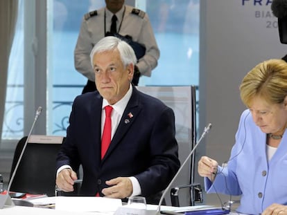 El presidente de Chile, Sebastián Piñera, participa el 26 de agosto de la cumbre de presidentes del G7 que se realizó en Biarritz, Francia.