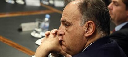 El presidente de la Liga de Fútbol Profesional, Javier Tebas.