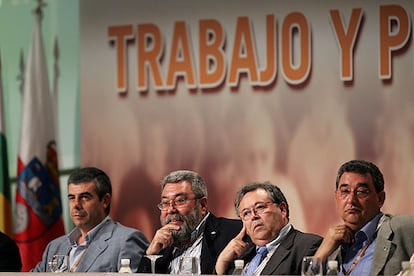 Alberto Pérez, Cándido Méndez, Antonio Retamino y Toni Ferrer, en la apertura del Congreso.