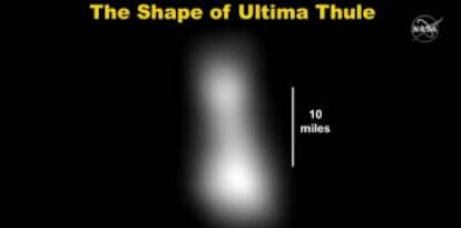 Primeira imagem de Ultima Thule enviada pelo 'New Horizons' depois de sua máxima aproximação. Nos próximos dias chegarão mais fotografias de maior resolução.