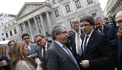 Francesc Homs, durant la concentració de suport celebrada el novembre passat.