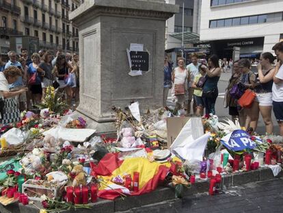 One of the memorials to the victims of the terror attack in Barcelona.