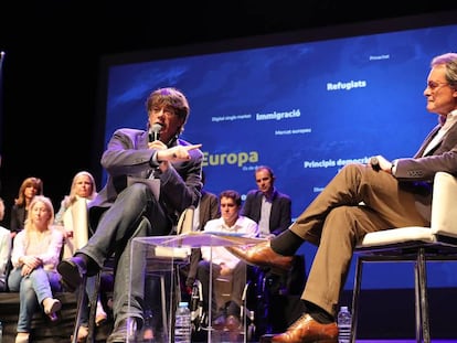 Carles Puigdemont i Artur Mas, en un acte del PDeCAT