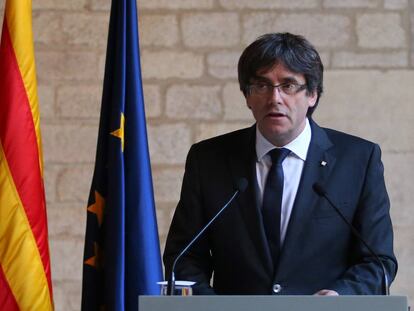 Carles Puigdemont during his speech on Thursday.