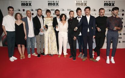 Gala de entrega de la vigésima edición de los Premios Max de las Artes Escénicas celebrada esta noche en el Palau de Les Arts Reina Sofía de Valencia. Mejor elenco de danza Kukai Dantza.