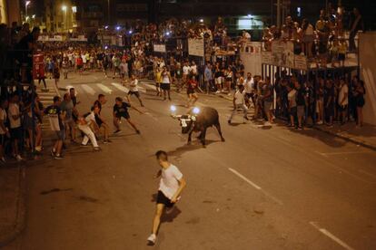 Un bou embolat a les festes d'Amposta.