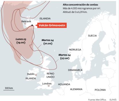 La situación atmosférica por el volcán islandés Grimsvoetn mejora.