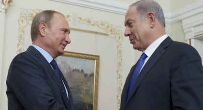 Vlad&iacute;mir Putin y Benjamin Netanyahu, el lunes en Mosc&uacute;.