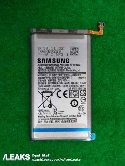 Imagen de la batería Samsung Galaxy S10