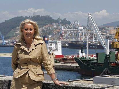 Corina Porro en la terraza de la Autoridad Portuaria de Vigo.