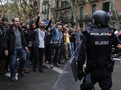 Despliegue policial en Barcelona durante el 1-O