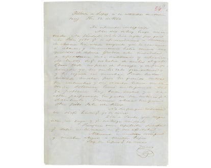 Carta de Benito Jurez a Margarita Maza en la que le comenta la resistencia del gobernador de Nuevo Len a recibirlo. Quinta de Lpez, 12 de febrero de 1864.