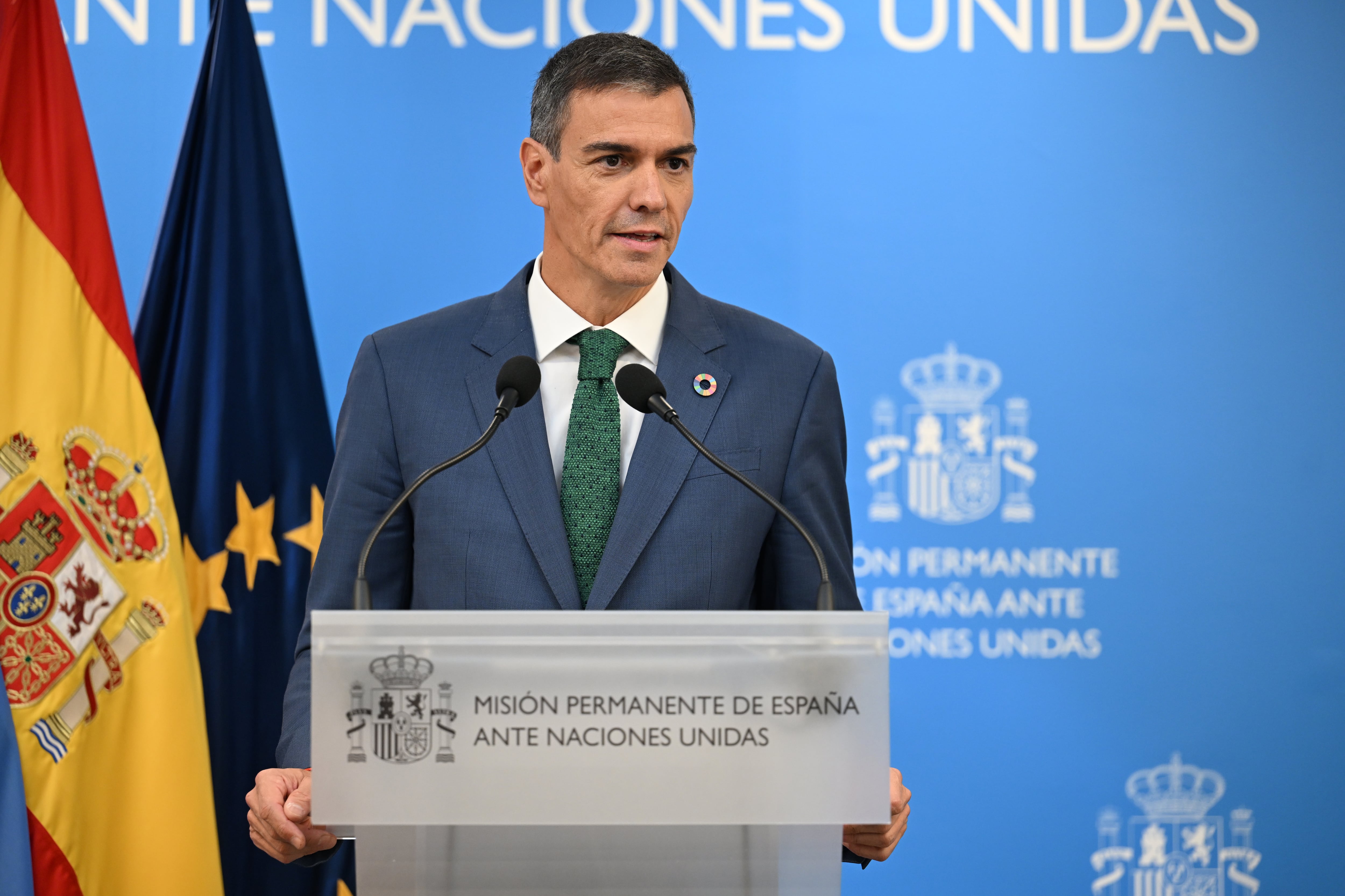El presidente del Gobierno, Pedro Sánchez, este miércoles en Nueva York.