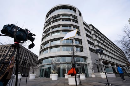 The building that housed office space of President Joe Biden's former institute, the Penn Biden Center, is seen at the corner of Constitution and Louisiana Avenue NW, in Washington, Jan. 10, 2023.