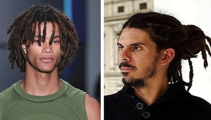 Las rastas han llegado a la pasarela y al congreso: un modelo desfilando en la Semana de la Moda de Nueva York y el político de Podemos Alberto Rodríguez.