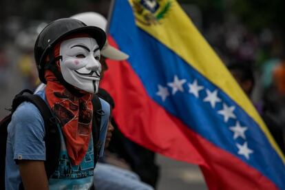 An anti-government protest in Caracas, Venezuela.