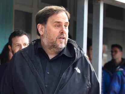 Oriol Junqueras durante una salida de prisión el pasado marzo para dar clases en la Universidad de Vic en Manresa.