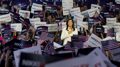Former South Carolina Governor and former U.S. Ambassador to the U.N. Nikki Haley announces her run for the 2024 Republican presidential nomination at a campaign event in Charleston, South Carolina, February 15, 2023.