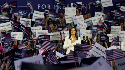 Former South Carolina Governor and former U.S. Ambassador to the U.N. Nikki Haley announces her run for the 2024 Republican presidential nomination at a campaign event in Charleston, South Carolina, February 15, 2023.