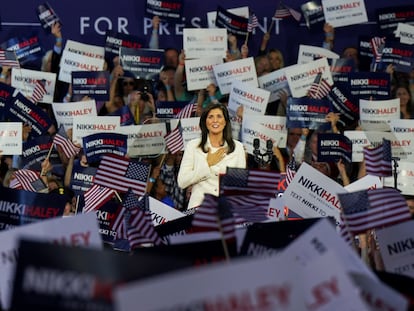 Former South Carolina Governor and former U.S. Ambassador to the U.N. Nikki Haley announces her run for the 2024 Republican presidential nomination at a campaign event in Charleston, South Carolina, February 15, 2023.