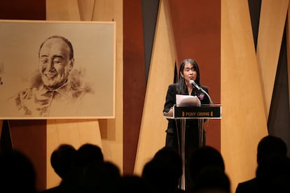 La ganadora del Nobel de Literatura, Han Kang, durante una conferencia en Seúl.