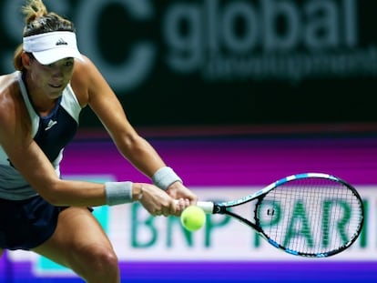 Muguruza, durante el duelo contra Radwanska.