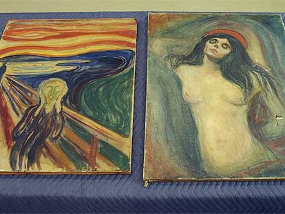 Los ladrones, durante su fuga del Munch Museum de Oslo con <i>Madonna</i> y <i>El grito</i>.