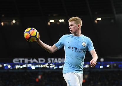 De Bruyne, durante un partido con el City.