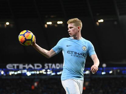 De Bruyne, durante un partido con el City.