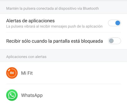 Notificaciones Apps en Xiaomi Mi Band