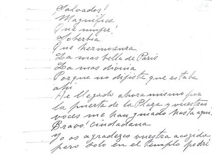 Manuscrito de 'La diosa Razón'.
