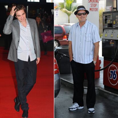 Robert Pattinson y Charlie Sheen, dos estrellas de Hollywood.