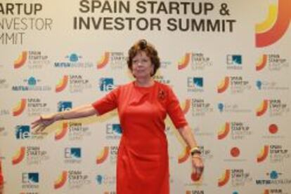 La vicepresidenta de la Comisión Europea, Neelie Kroes, en su visita al Spain Startup & Investor Summit.