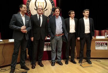 De izquierda a derecha, Ignacio Aguado, Luis García Montero, Ángel Gabilondo, Ramón Marcos y José Manuel López.