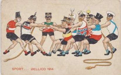 Caricatura con dirigentes de los países implicados en la Gran Guerra que puede verse en la muestra.