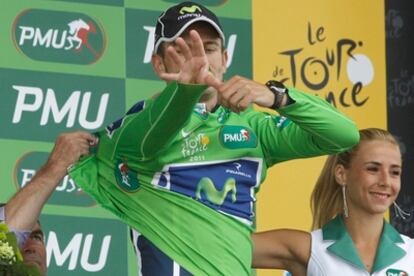 José Joaquín Rojas en el podium de Cap Fréhel antes de conocer su sanción.