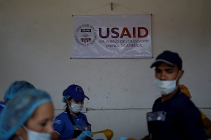 Una cocina comunitaria instalada por la USAID en Cúcuta (Colombia), en 2019.