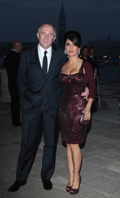 François-Henri Pinault y Salma Hayek en la cena ofrecida en el palacio veneciano Grassi.