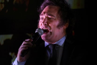 Javier Milei, presidente electo de Argentina, durante la noche de la elección, el pasado domingo 19 de noviembre,