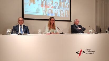 La candidata a ser reelegida decana del ICAB, Maria Eugènia Gay, en la presentación del programa.