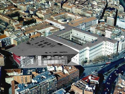 Panorámica aérea del Reina Sofía y su ampliación.