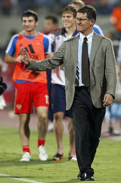 Fabio Capello gesticula tras la victoria de Rusia ante Israel.