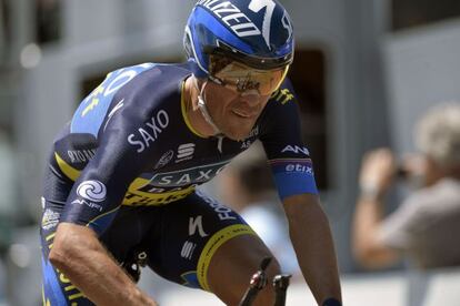Alberto Contador, al final de la etapa en Villars-les-Dombes.