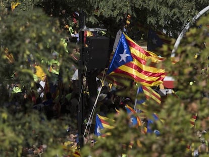 Manifestaci&oacute;n de la Diada de Catalu&ntilde;a en el tramo de Calle Arag&oacute;n de Barcelona. 