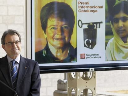 El presidente  Artur Mas, durante la rueda de prensa en la que ha anunciado las ganadoras del XXV Premio Internacional Catalunya.  