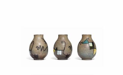 Vasijas creadas por Josep Llorens i Artigas y Joan Miró en 1962. |