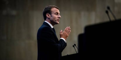 Emmanuel Macron, en la cumbre de la Unión Europea en Bulgaria. 