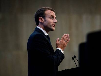 Emmanuel Macron, en la cumbre de la Unión Europea en Bulgaria. 